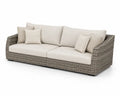Sofa ogrodowa z technorattanu z kremowymi poduszkami