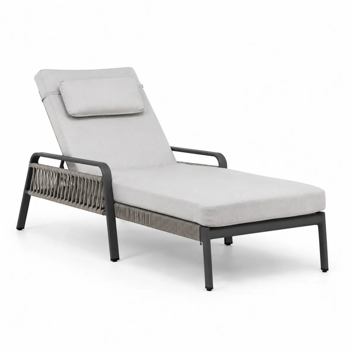Leżak aluminiowy z poliestrem szary 200 cm