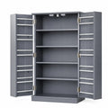 Szafka szara z MDF i stali 180x80x35 cm