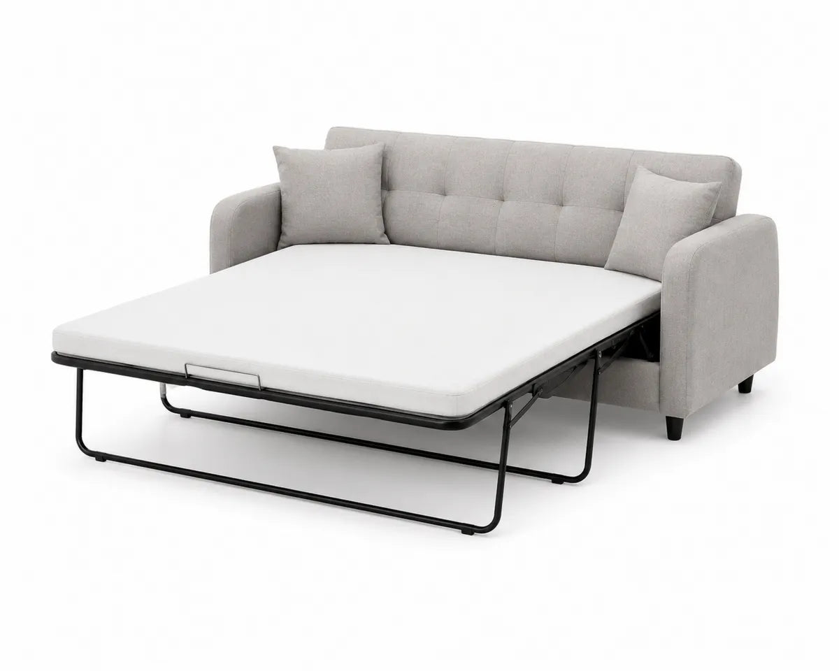 Rozkładana sofa szara tkanina metal 200x150x90 cm