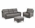 Zestaw wypoczynkowy z ekoskóry szary z fotelem i pufem