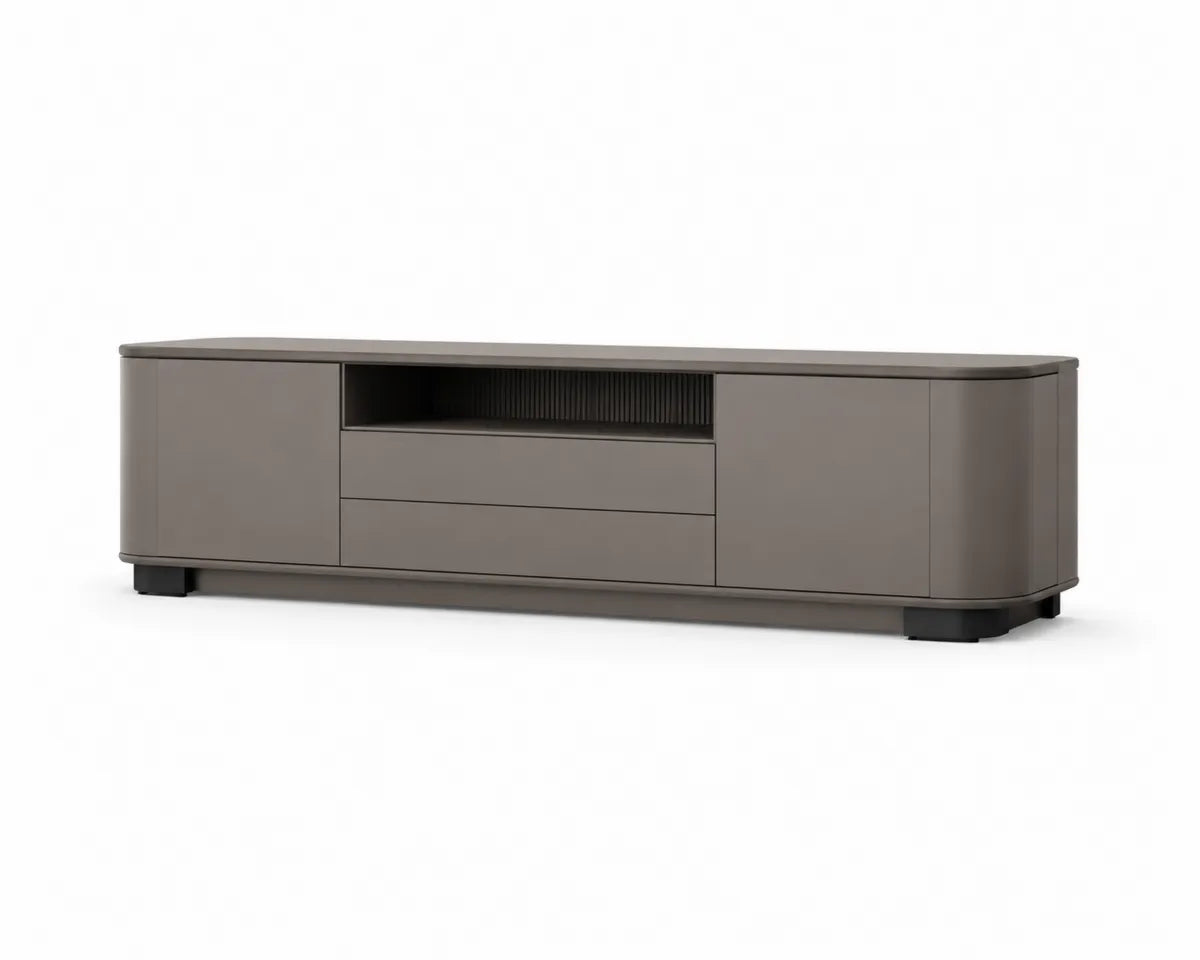 Szara szafka RTV z MDF i laminatem 180x40x50 cm