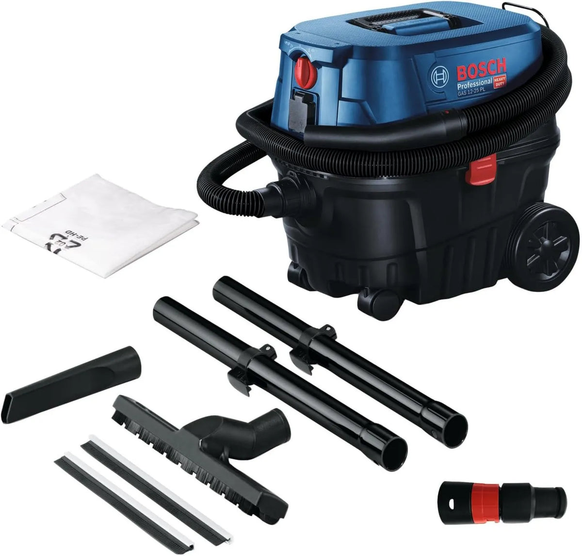 Bosch GAS 12-25 odkurzacz, 1250 W, filtr HEPA, Professional: odkurzacz do pracy na mokro i na sucho PL, dysza do spoin, filtr wstępny