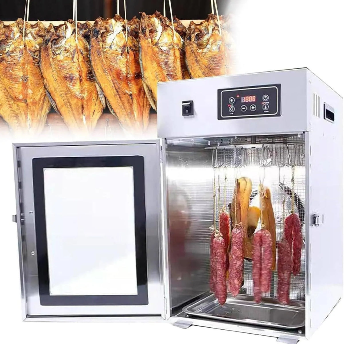 MANYOUYOU suszarka do żywności, Suszarka, Suszarnia, Odwodnienie żywności, 800 W, 30 do 90°C, 7 Kg, minutnik, Termostat, Profesjonalny