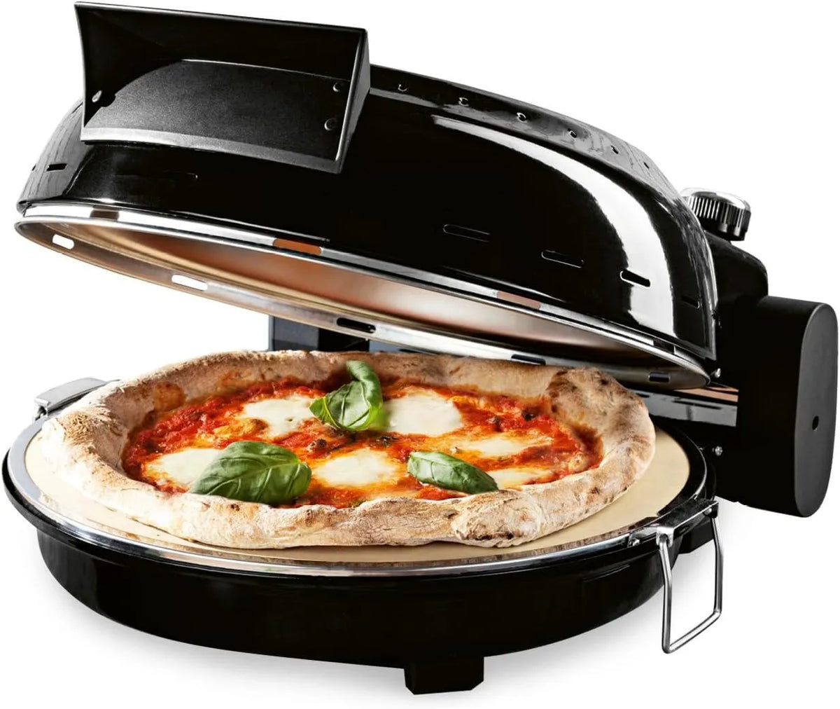 GOURMETmaxx piec do pizzy, Elektryczny 30min., 30 cm, 1800 W, regulator temperatury, do 420°C & minutnik, Pizza stone