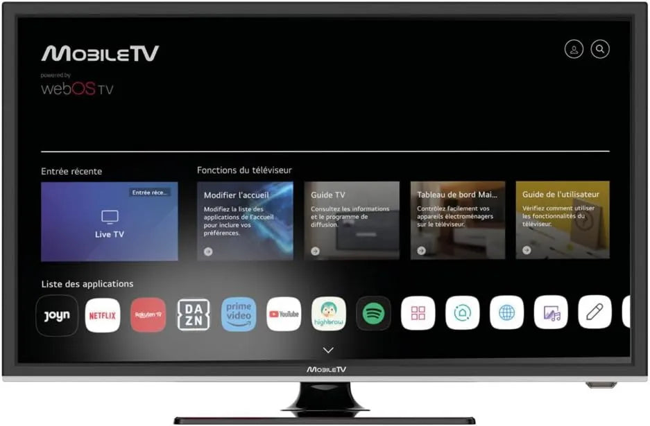 MOBILETV telewizor, Smart TV SD3, 55 cm, 12 V, TV, webos, potrójny tuner DVB- T2, S2, WiFi, Bluetooth, kemping, 3-letnia gwarancja, 24 230, 230 V - TV CONNECT DVB-T2