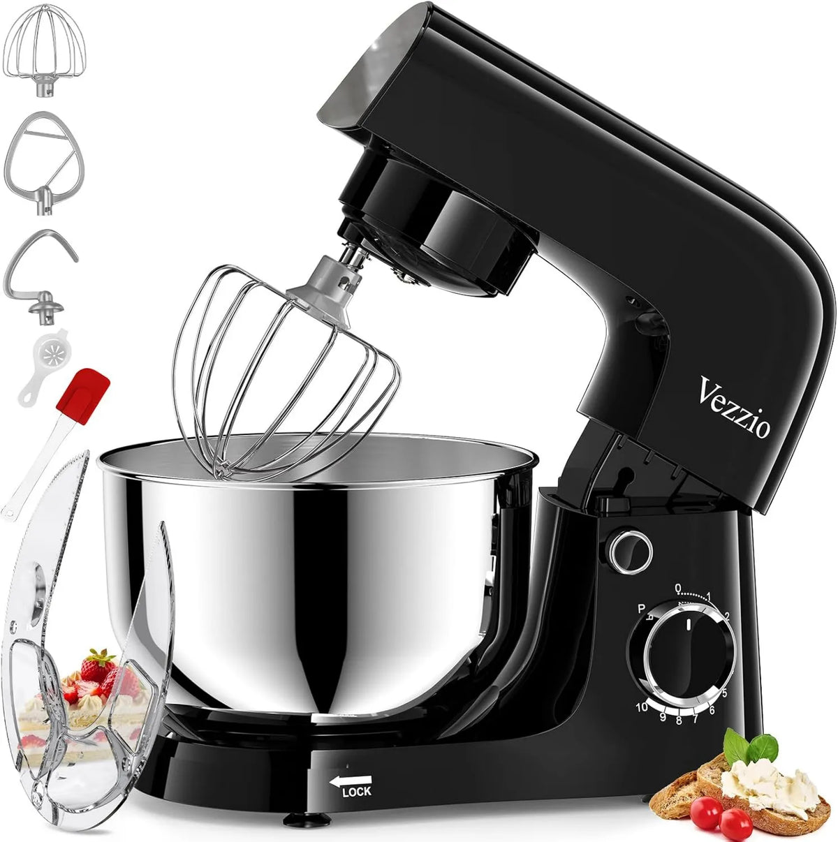 Vezzio mikser planetarny, Robot, 4, 5 l, 10 prędkości, czarny, Robot Pastry