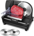 FOHERE krajalnica, Do pieczenia, 200 W Elektryczny Dżem i Saucisson, Przełącznik Rainer do bezpiecznego użycia, 2 Ostrza 19 cm Odkurzalny, 0- 15 grubości Precyzja