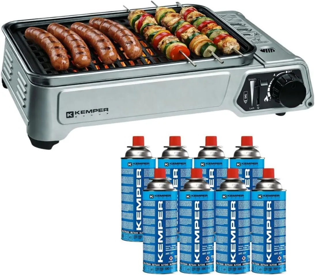 Kemper, Grill, przenośne, grill z gazowym wymiotem, 1900 W, plener, dotyk, kemping