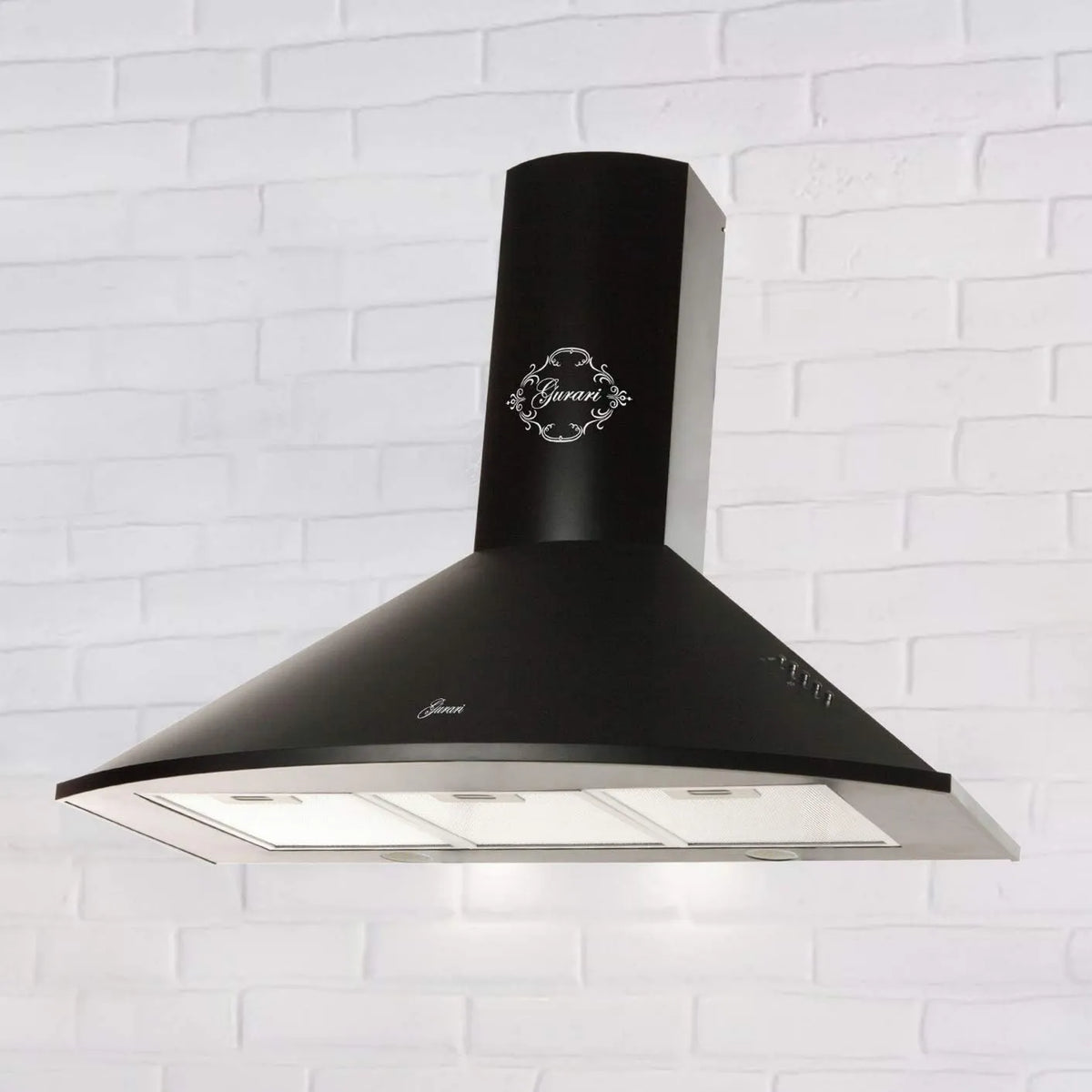Gurari okap kuchenny, 90 cm, 1000 m3 / h, 3 prędkości, instalacja ścienna, czarny, LED m3/h