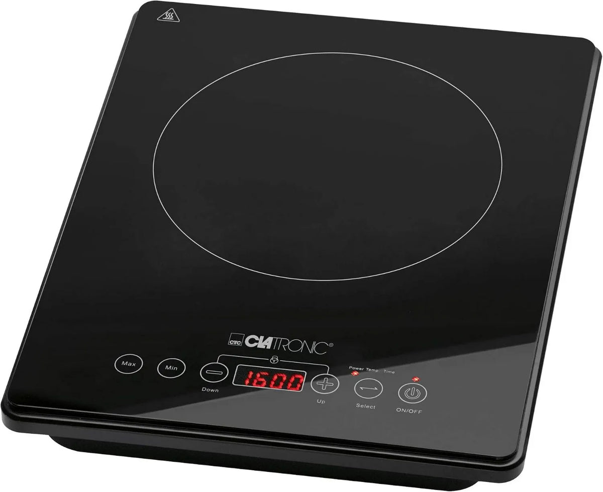 Clatronic kuchenka przenośna, Płyta indukcyjna, indukcyjny stół do gotowania, czarny, 10 poziomów mocy, ekran LED, 2000 watów, ECO- Save, płyta kucharska Klatronic EKI 3569