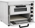 HIKUUER piec do pizzy, Elektryczny mini piekarnik do pizzy, 3000 W, licznik czasu, profesjonalny, restauracja, stal nierdzewna, system dwupoziomowy, dokładna temperatura, łatwy w obsłudze