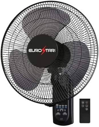 eurostar, wentylator do cyrkulacji powietrza, 40, 6 cm, FWF16B, czarny, Wentylator ścienny z pilotem Czarny 40