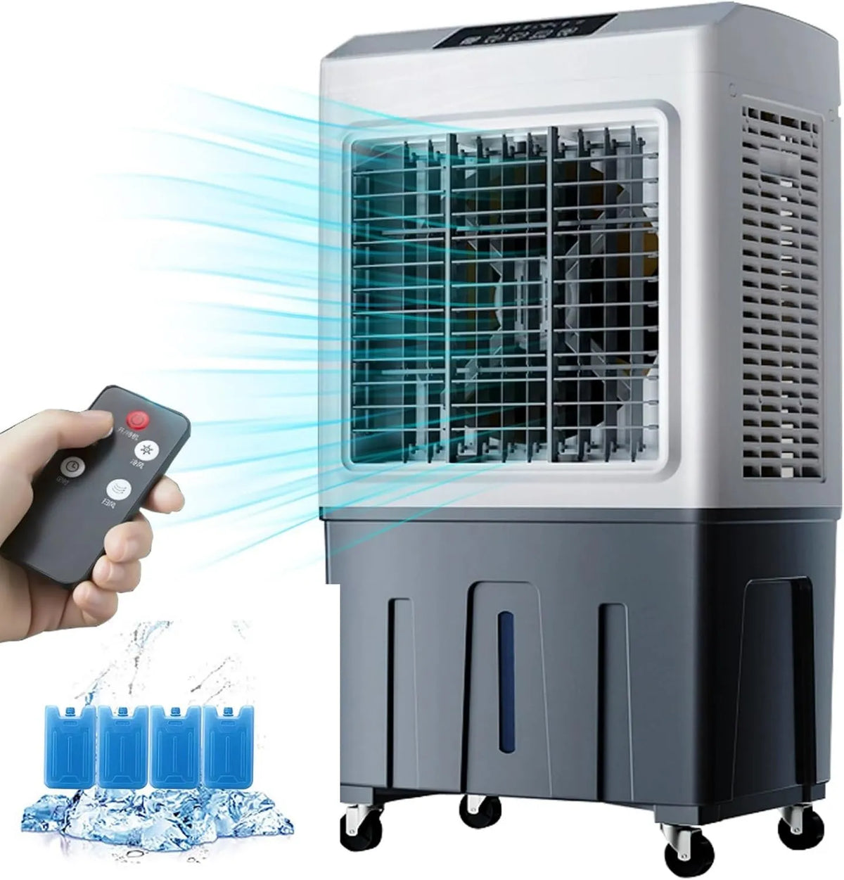 CRUSIO klimatyzator przenośny, Klimatyzator, 50 l, 200 W, Przemysłowy, Duży zbiornik, Profesjonalne, Cool do 50 m², Wentylator powietrza chłodzenie Parowe komercyjne