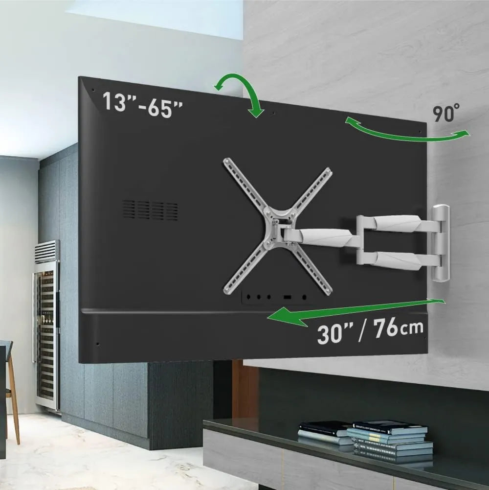 Barkan uchwyt ścienny, Produkt Pełna ruch przegubowy od 13 do 65 ', Long Wall Mount do TV, Uchwyt na płaski ekran, zakrzywione z 4 ruchami, Can