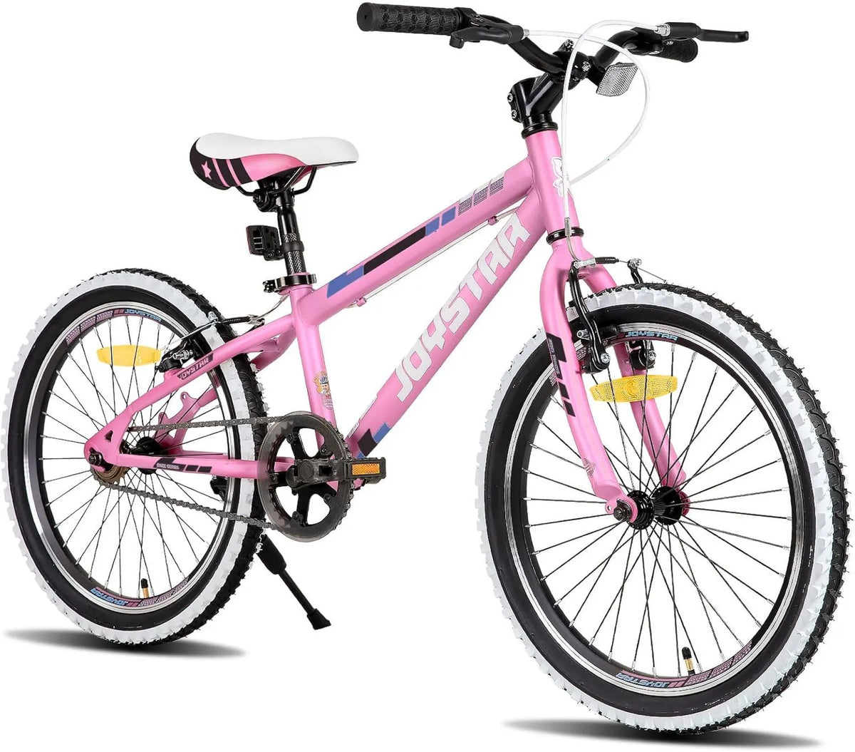 Rower dziecięcy, 20 cali, 145 cm, rower górski typu hardtail dla dzieci z 1-biegową przerzutką/7-biegową, białe opony nobby