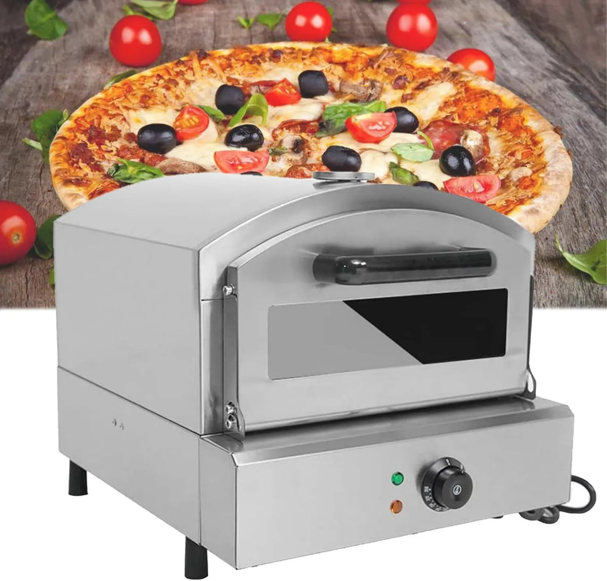 Kindevieft, Piec elektryczny do pizzy, 12 cali, 2000 W, na zewnątrz, stal nierdzewna