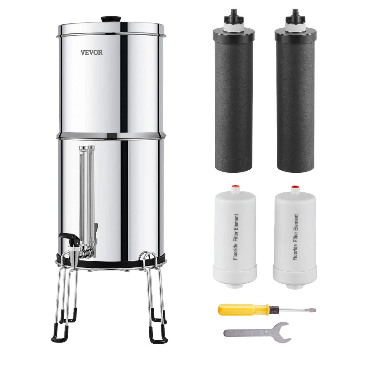 VEVOR, Kuchnia Bańka, 7.5 l, Stal nierdzewna, System filtrowania wody przez Gravity 7.5 l, Stal 304, 2 Filtry węgla aktywnego