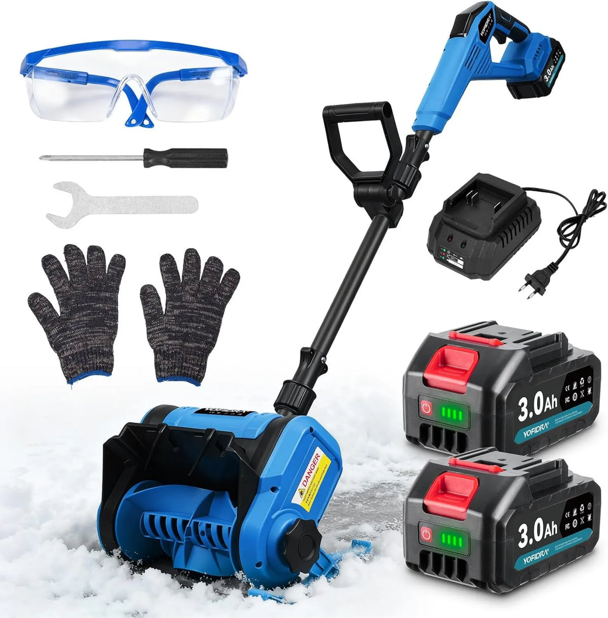 Yofidra, Snow Truskawka bezprzewodowa, 0Ah Baterie i ładowarki, Elektryczny Snowshoe z 2x3, szerokość 30 cm, Głębokość 17 cm