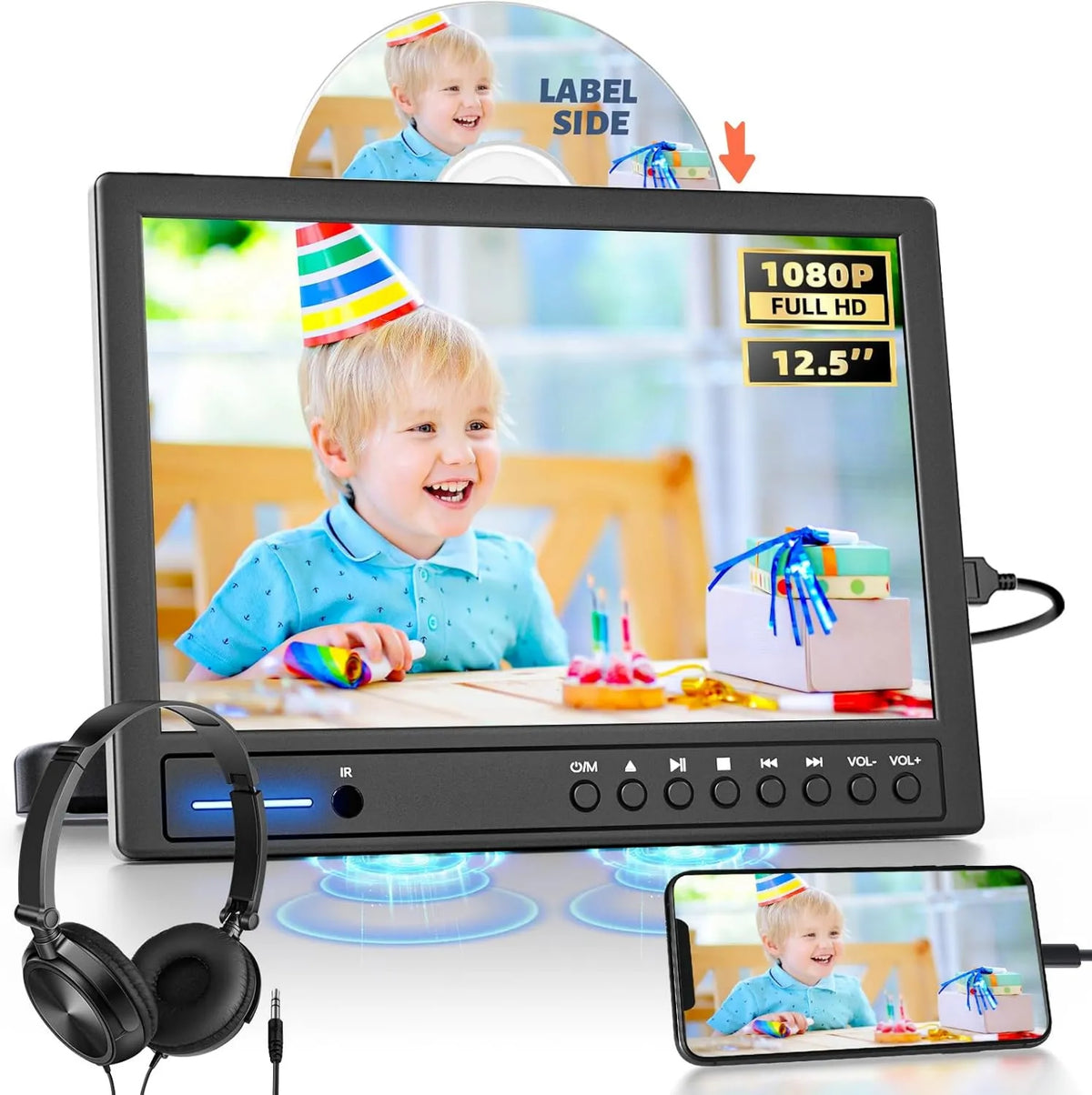Arafuna, Smart TV, 12, 5 cali, TV, HDMI, USB, laptop, konsola, Malina Pi i wyjście AV, RCA do TV lub drugi odtwarzacz DVD