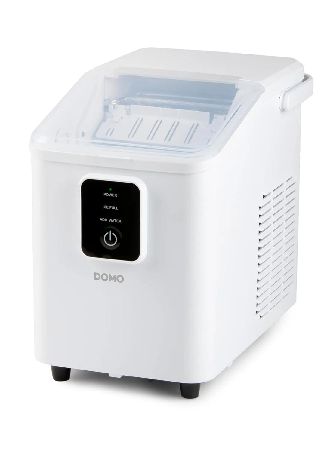 DOMO kostkarka do lodu, 0, 8 l, 120 W, DO9292IB, duży zbiornik, biały, Pojemność 12 kg / dobę, 8 kostek lodu w 9 minut