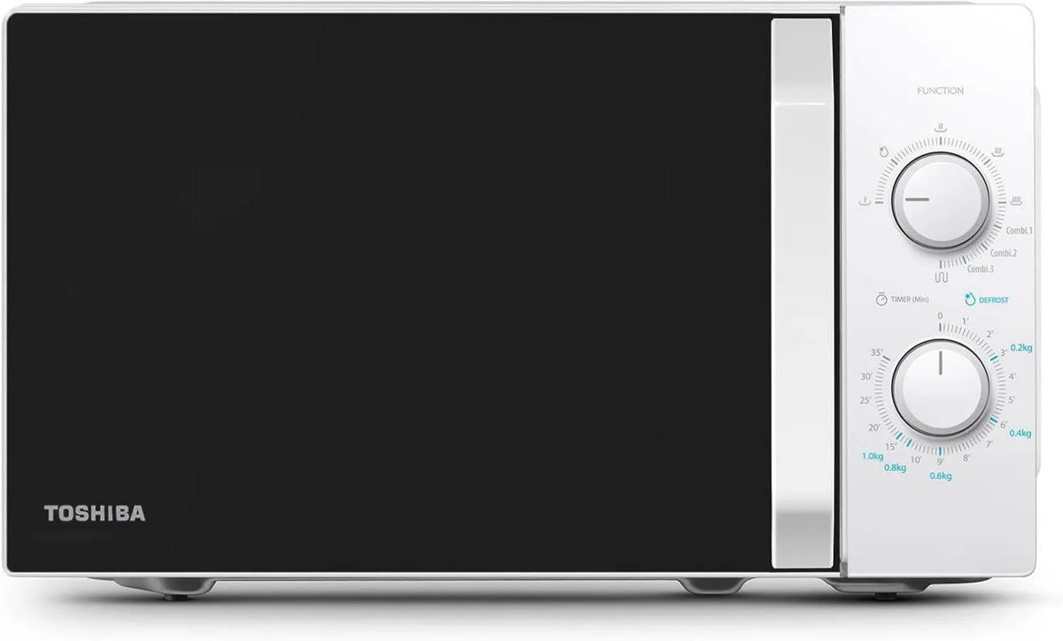 Toshiba, MW2-MG20P 3-in-1 kuchenka mikrofalowa, 20 l, 800 / 1000 W, zegar, stojący sam, grill, mikrofalówka, biały, 5 Regulowanych poziomów mocy 3 w 1