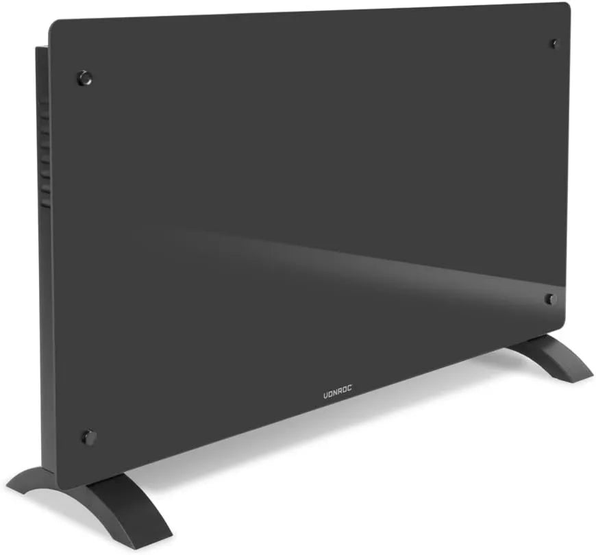 VONROC, CH516AC App Tuya, Panel szklany, Konwektor elektryczny 2500 W WiFi, termostat 5- 50°C, IP24, zegar, tryb eko / komfort / anty-zamrażacz, do 30 m²