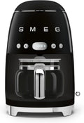 Smeg, DCF02BLEU Caf maszyna, Filtr, Elektryczna ekspres do kawy, 1050 W, 12 Cups, Hot Hold, 2 poziomów, Czarny, Szkło