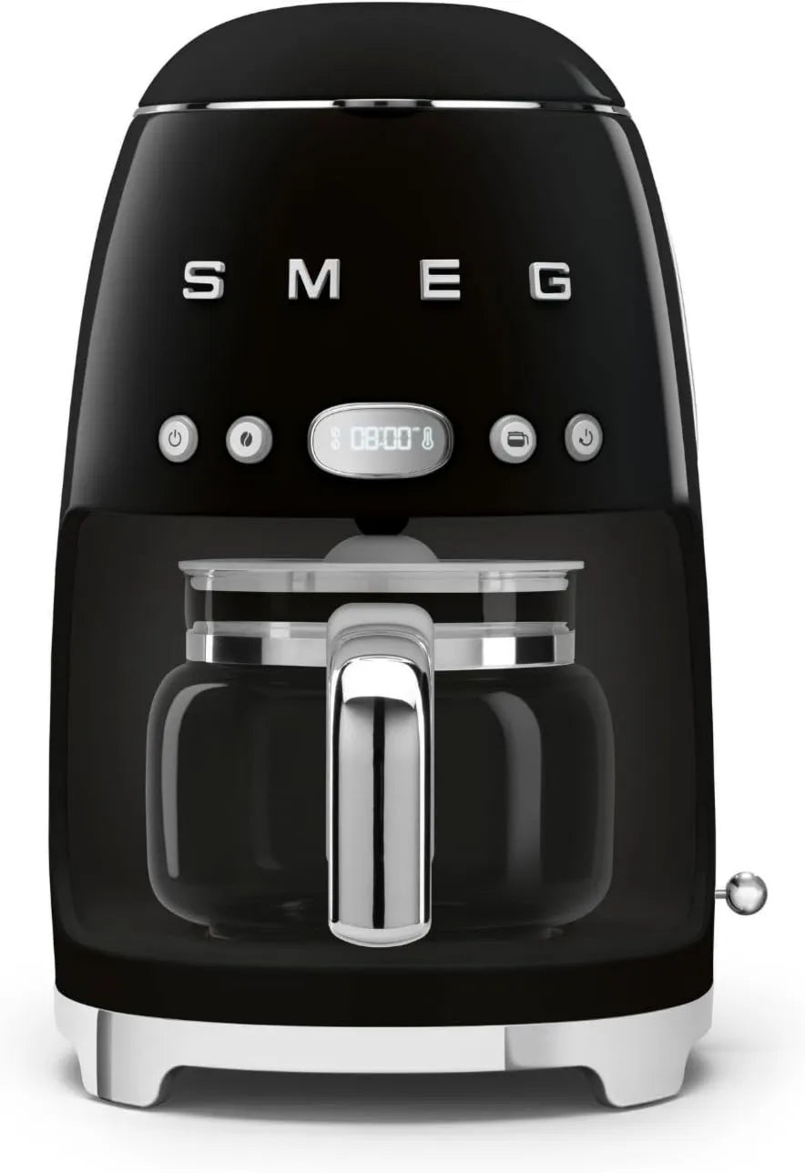 Smeg, DCF02BLEU Caf maszyna, Filtr, Elektryczna ekspres do kawy, 1050 W, 12 Cups, Hot Hold, 2 poziomów, Czarny, Szkło
