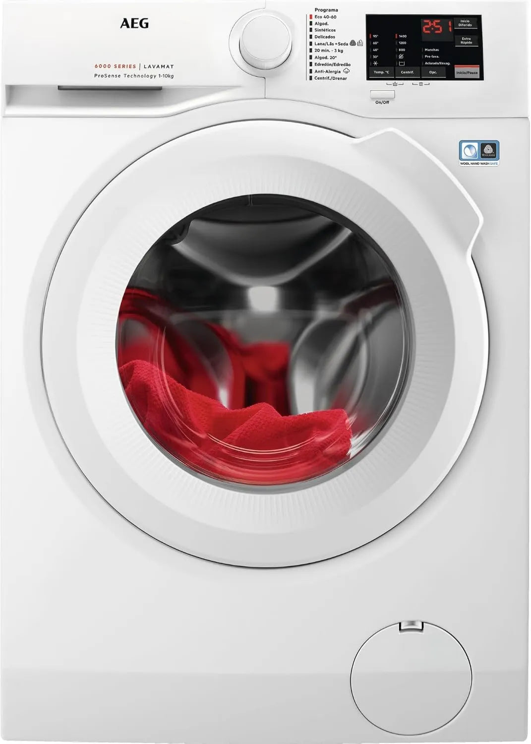 AEG pralka, L6FBI147P kg, 1400, 10 kg, klasa energetyczna B, Inwerter, biały, 10 tr, min, 6000 seria, L6FBI147P