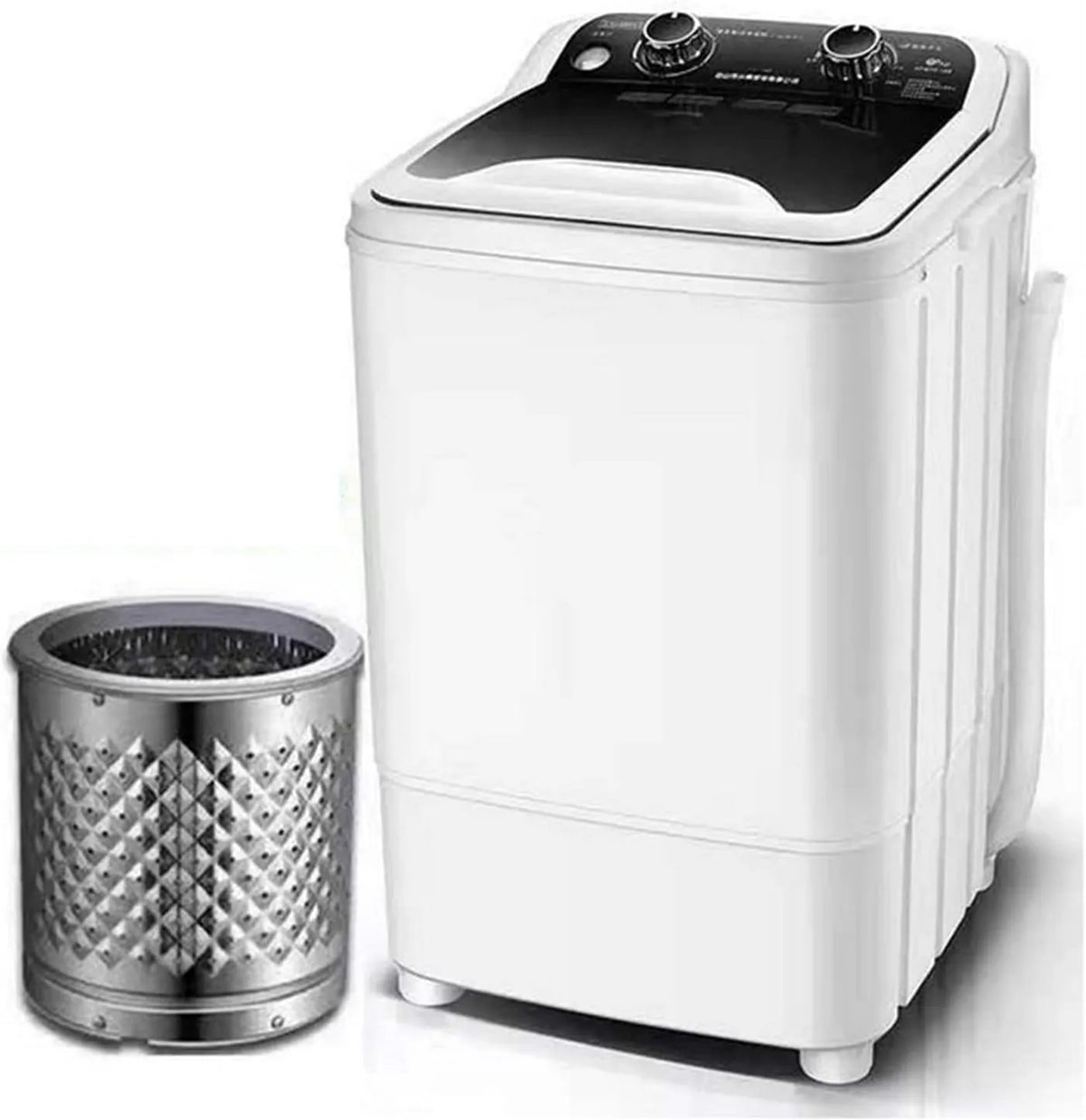 Pralka, 400 W, Przenośna pralka 7 kg, 400 W kompaktowa pralka z koszem odpływowym do mieszkań, akademików i kempingów