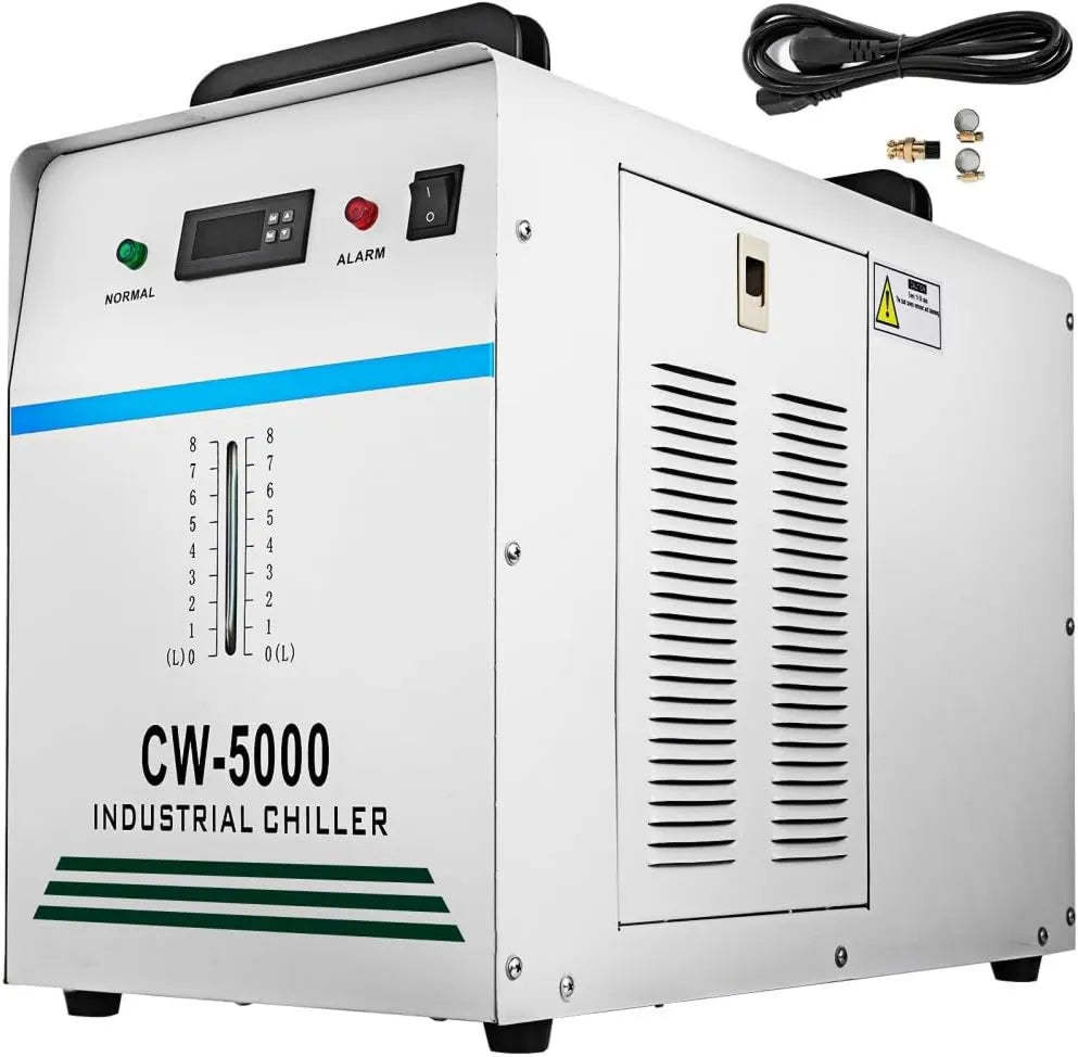 Sihao, Model CW5000 CO2, chłodziarka przemysłowa chłodziarka CW5000 6 l chłodziarka chłodnicza do maszyn do spalania i cięcia laserowego