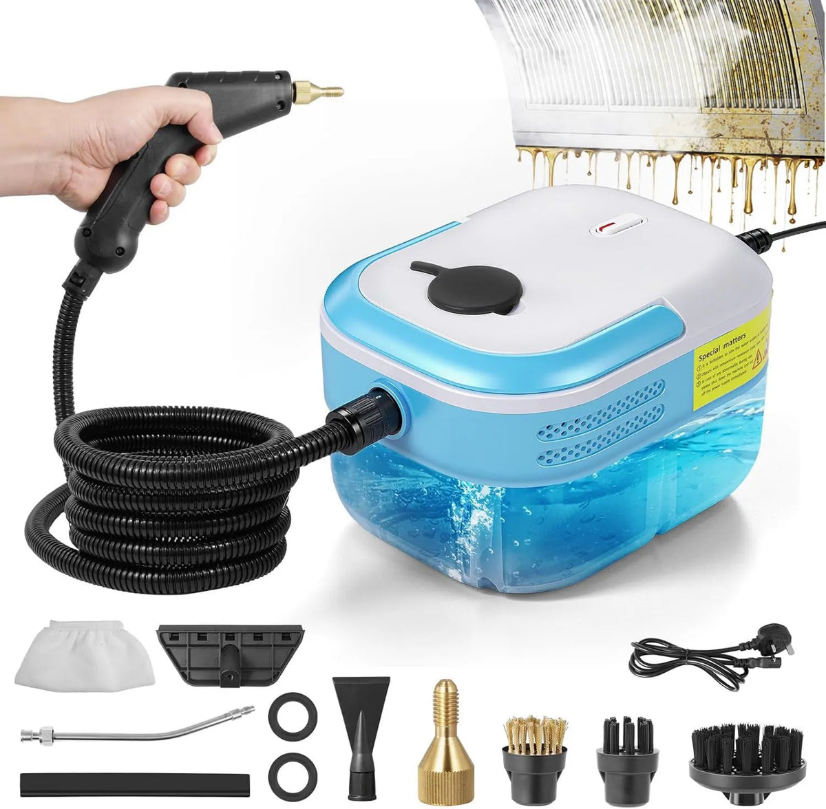 Victoam myjka parowa, Grzejnik elektryczny, 1, 2 l, 2200 W, przenośny czyszcznik parowy z 3 głowicami szczotkowymi do podłogi, duży zbiornik, para