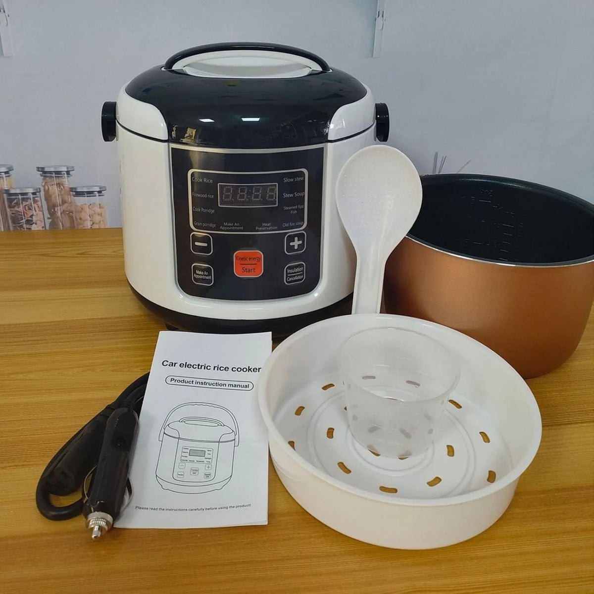 Cocoarm ryżowar, Kuchenka, Przenośna, elektryczna kuchenka ryżowa, 2 l, dotyk, rozgrzewka, kemping, dla 2 do 4 osób