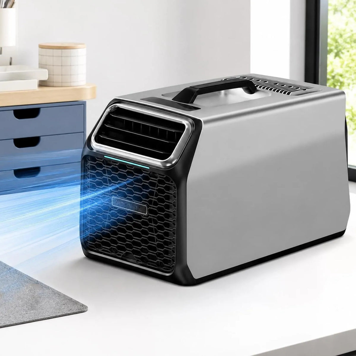 Soflightmok klimatyzator przenośny, Grey- 220 V, 220 V, szary, 5000 BTU Klimatyzator, zdalne sterowanie i kompaktowy format cieszyć się świeżym powietrzem podczas podróży, w domu lub w warsztacie Grey-220 V