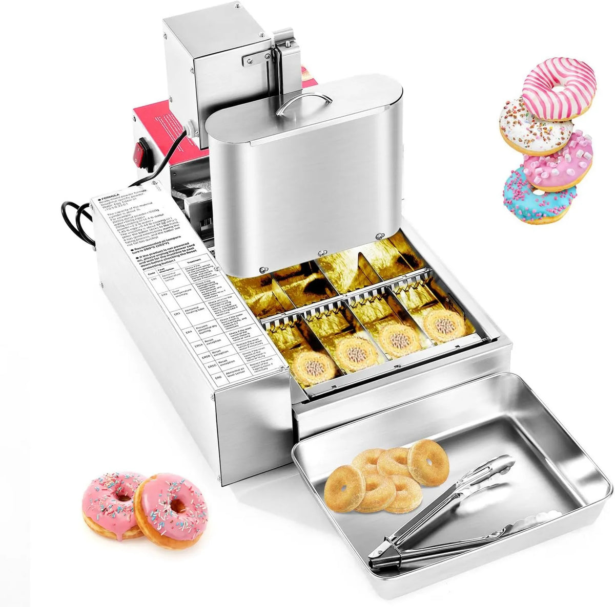 VEVOR, 240PC / h Maszyna do pączków, stal nierdzewna, 4 Ringes 240PCs/h