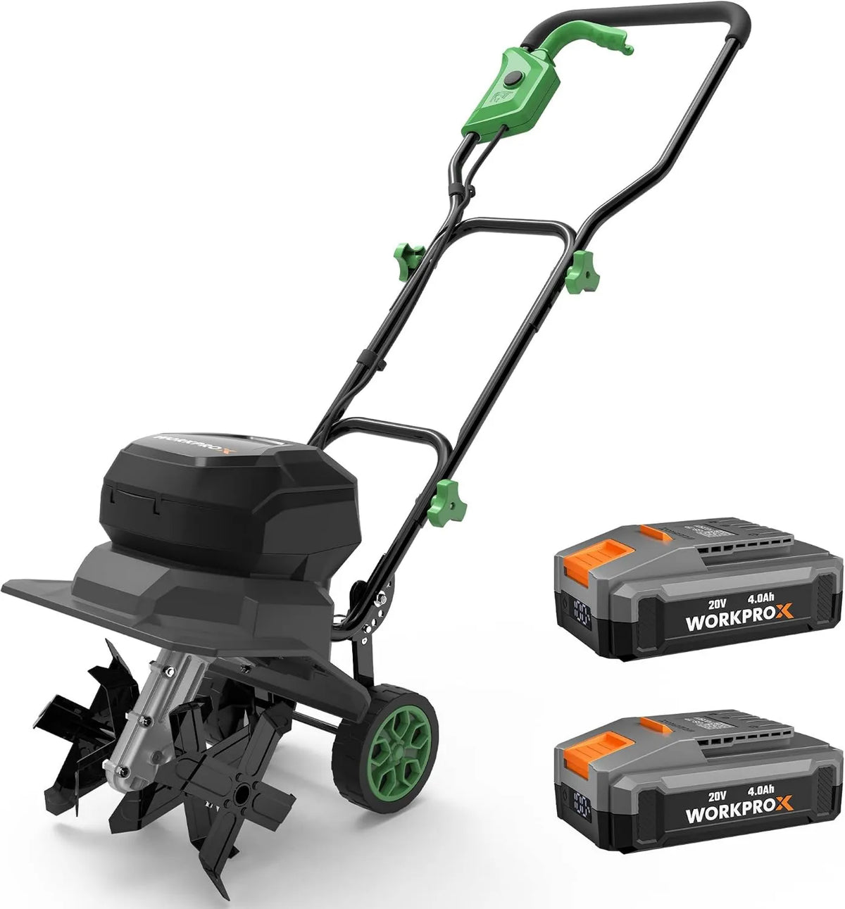 Domek ogrodowy, 4,0Ah, 30 cm, 20 cm, zasilanie akumulatorowe, regulacja ustawień, WORKPRO 40V akumulatorowa glebogryzarka ogrodowa