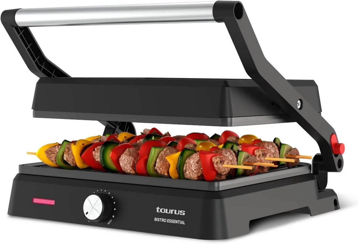 TAURUS grill elektryczny, 2-in-1 Plancha, Grill, 29x23 cm, 2600 W, dotyk, termostat, powłoka nieprzylegająca 2-en-1