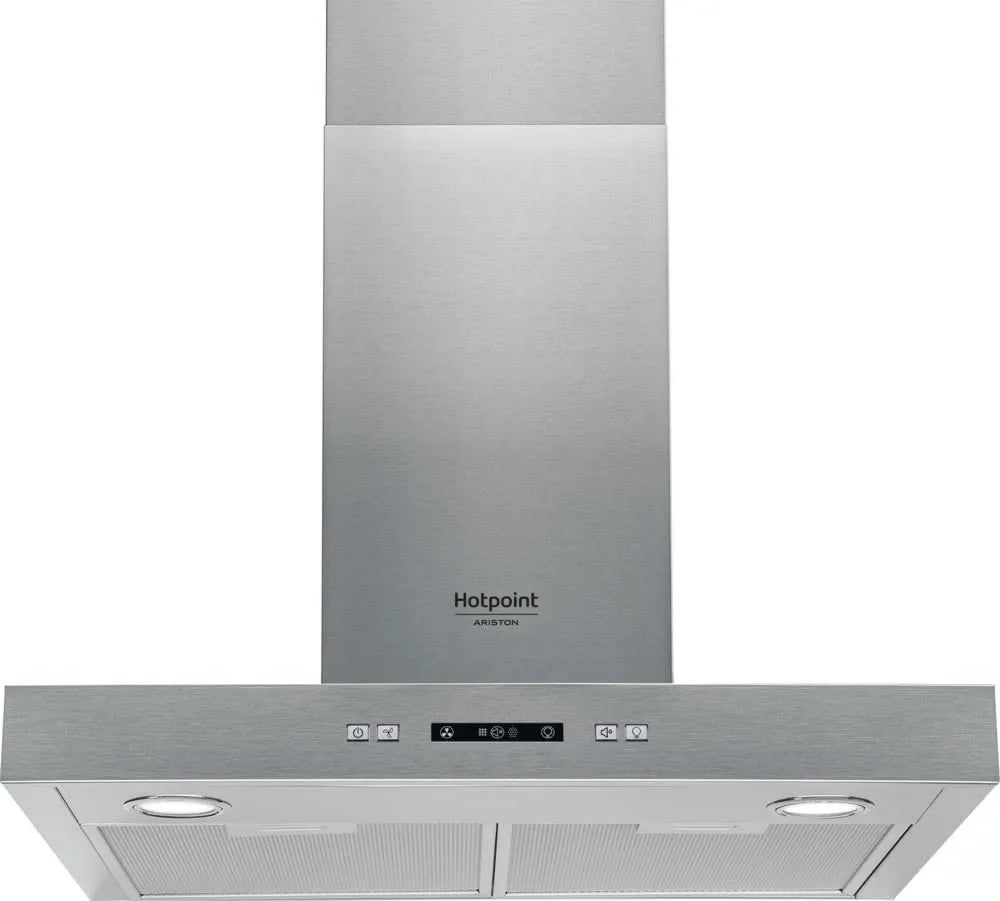 Hotpoint, okap kuchenny 6.7F, 60 cm, 713 m3 / h, 35 dB, klasa energetyczna E, oświetlenie LED, Boost, stal nierdzewna m3/h