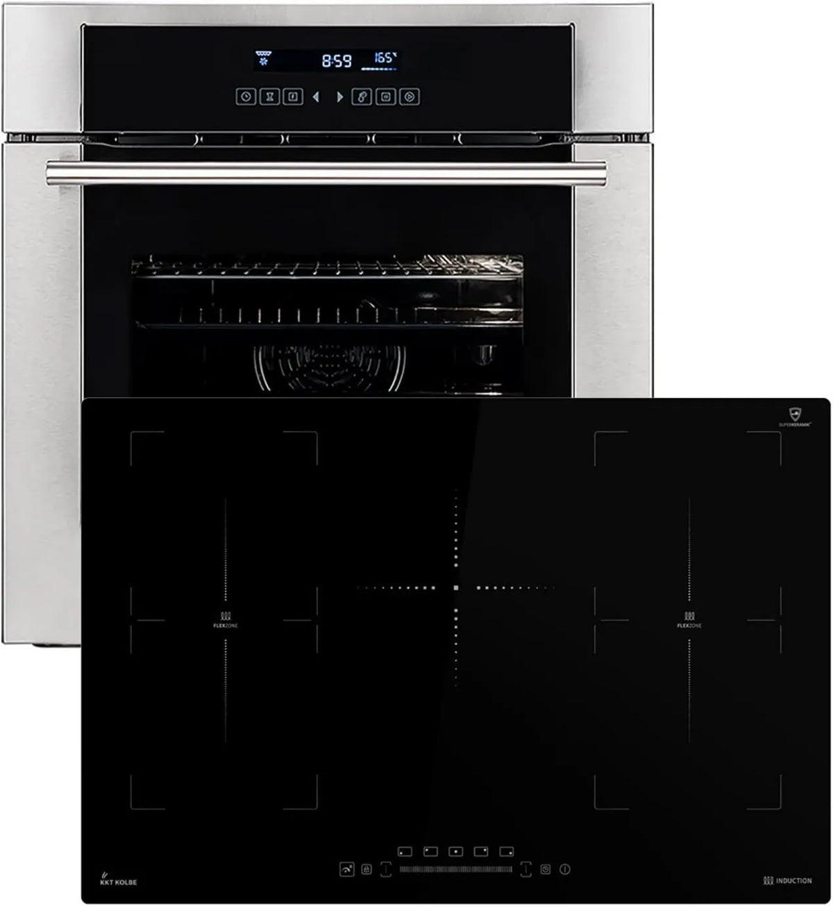 KKT KOLBE piekarnik do zabudowy, Piec z piekarnikiem EB8015ED IH87705FZ, 60 cm, do zabudowy, minutnik, grill, SET8015IH77FZ, automatyczny zegar, gorące powietrze, szuflady teleskopowe