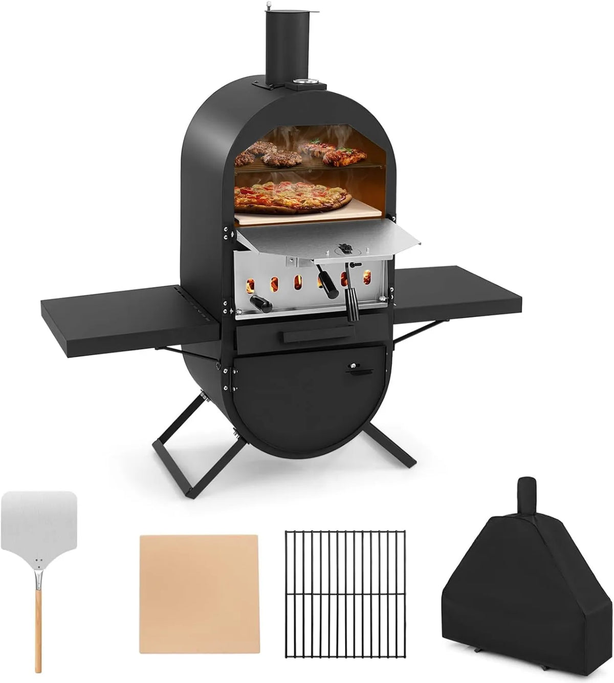 KOMFOTTEU, Elektryczny mini piekarnik do pizzy, KOMFOTTUE, przenośne, do użytku na zewnątrz, grill, kemping, pizza pelle, pizza stone, do grillowania i kempingu