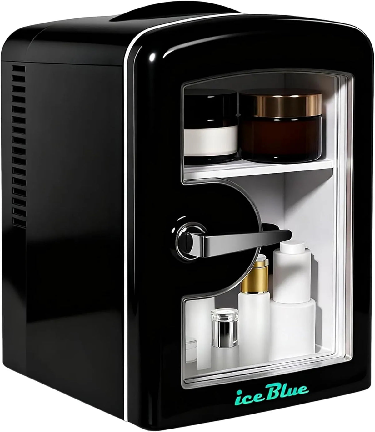 Iceblue minilodówka, Lodówka 4 l, 4 l, 6 puszek, Mini lodówka, mała lodówka z wyświetlaczem okiennym, pielęgnacja skóry, lodówka
