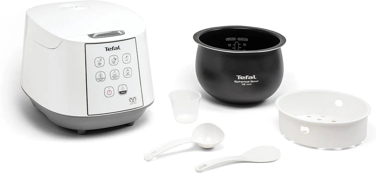 Tefal RK732100 multicooker, 10 filiżanek, RK7321 RK7321 Easy Rice 8 w 1 multicooker, wolna kuchenka do ryżu, patelnia kulista, technologia Fuzzy Logic