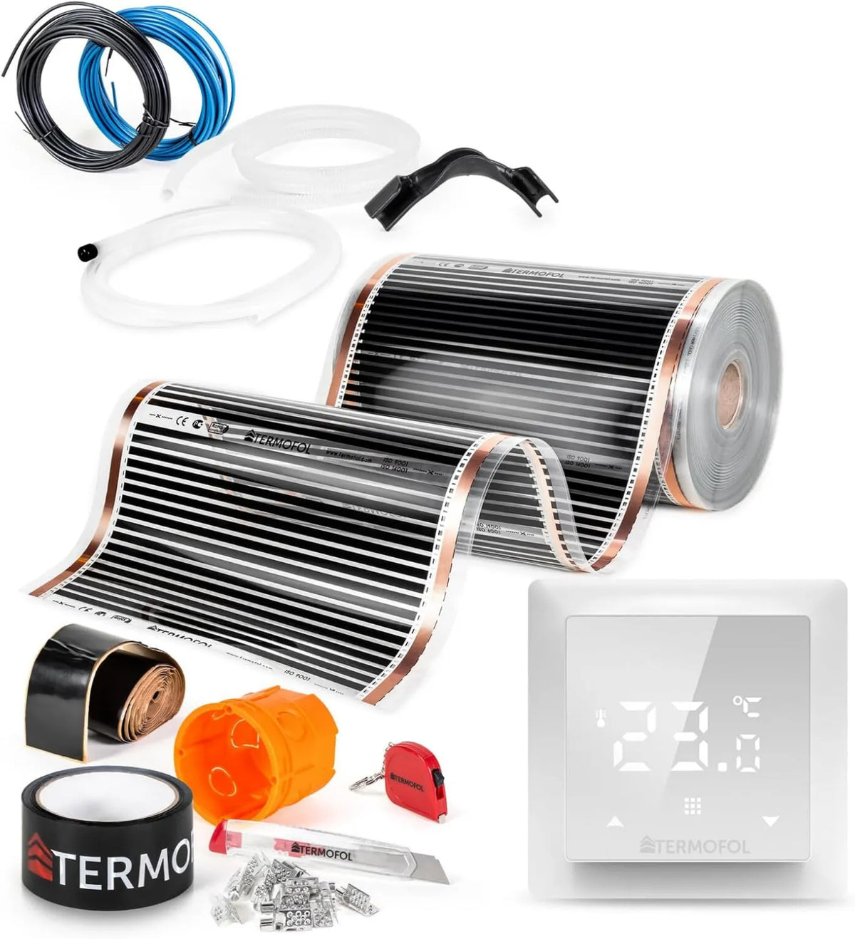 Termofol, Inteligentny termostat 140 W / m2, 140 W, 230 V, Ogrzewanie dodatkowe, Ogrzewanie dywanem z H6 Termostat 230 V, Powierzchnia 2, 5 m² 140 W/m2