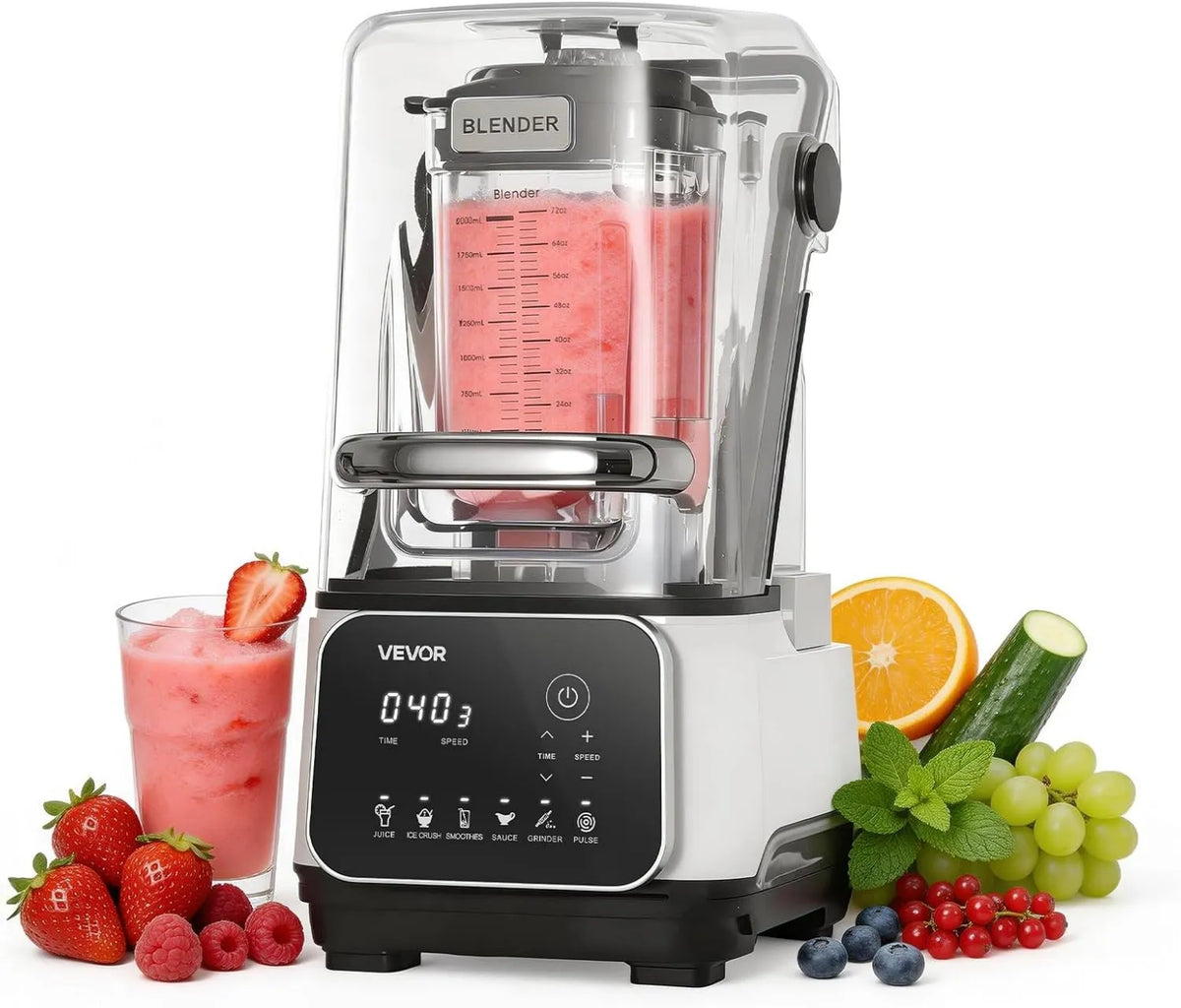VEVOR blender kielichowy, L 26000 Blender, 2 l, 6 programów, profesjonalny, dla Mi kshake Soki owocowe Czysty Bar Kuchnia, 6 programów Predefiniowane