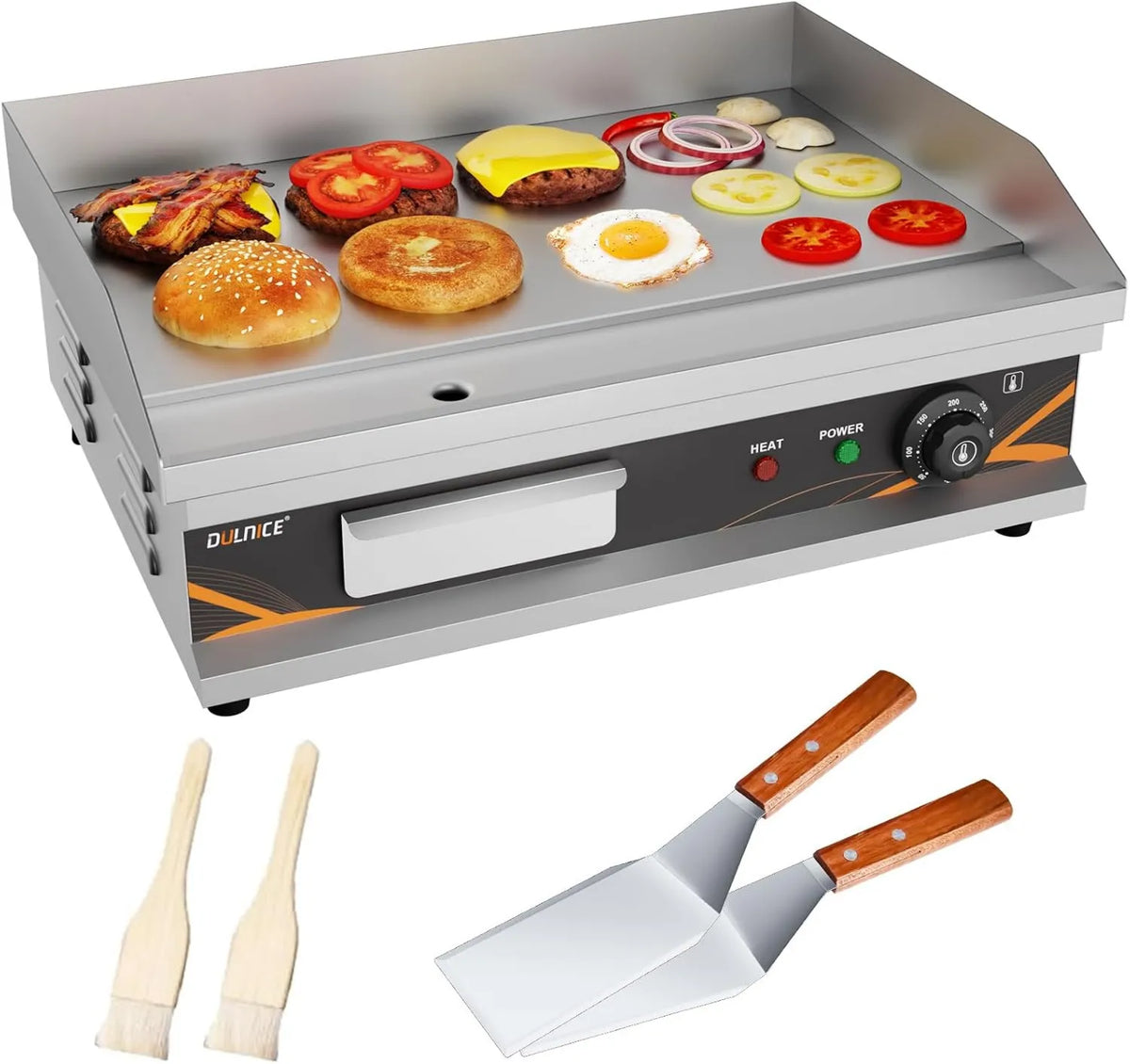 DULNICE, Plancha, Grill, Stół, 54x40 cm, 3000 W, 50 do 300°C, termostat, profesjonalny, restauracja, stal nierdzewna, do restauracji i domu