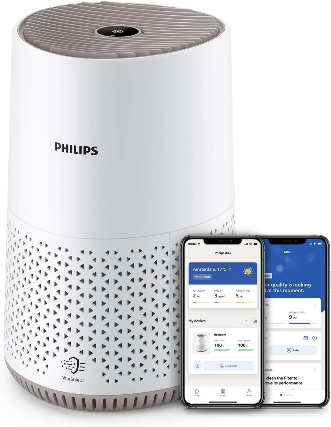 PHILIPS generator pary, CADR 170 600i Oczyszczacz powietrza, 170 m3 / h, 19 dB, płyta IPS, tłumik, biały, HEPA NanoProtect rejestruje 99, 97% cząstek *, AC0650 / 10 AC0650/10