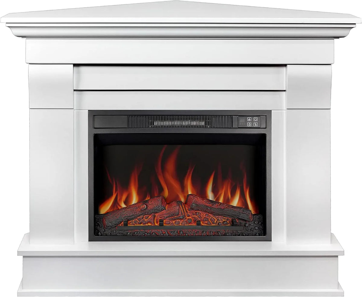 ArtiFlame kominek elektryczny, grzejnik elektryczny AF23S, zegar, 3 poziomów jasności, biały