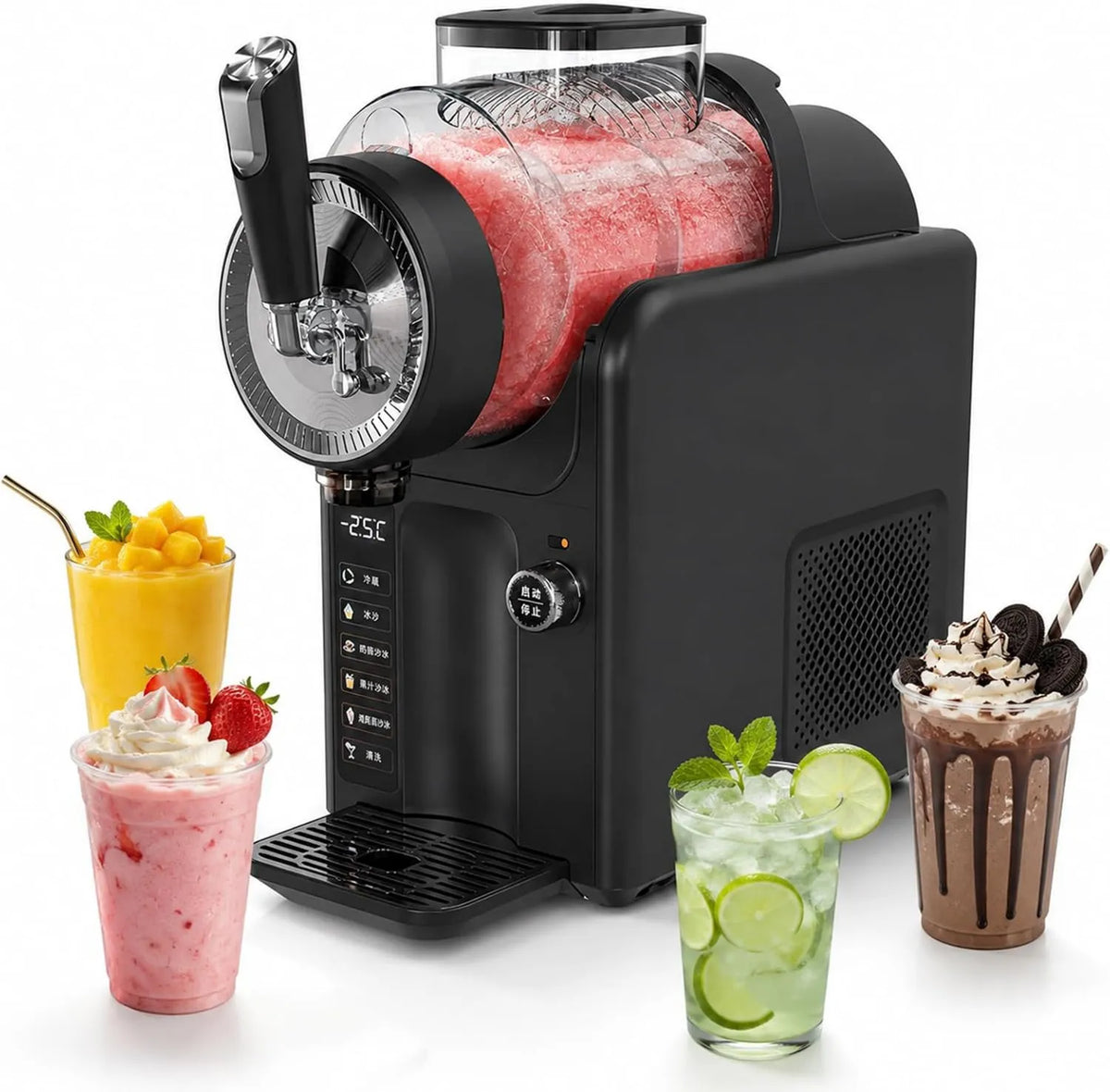 JIYINGHUI, Granita maszyna, kostkarka do lodu, Granit maszyna, 5 Programów, Czarny, dla La Maison