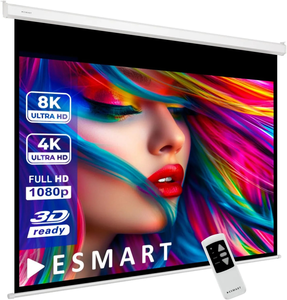 ESMART, Produkt 305x229 cm 4: 3, Profesjonalny ekran silnika MIMOTO 327 cm, Materiał: biały, powierzchnia obrazu 305 × 229 cm, zdalne sterowanie